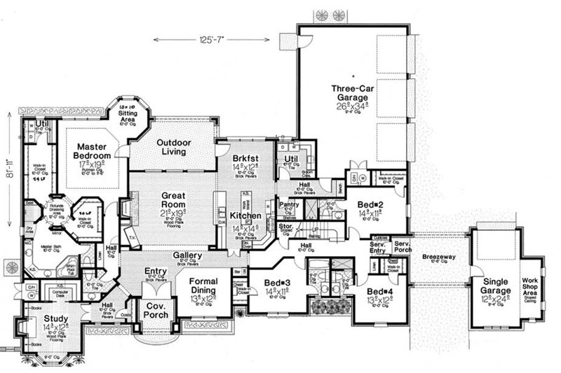 Home Plan - Floor Plan - Main Floor for European House Plan #310-1315 - 4 bed, 4.5 bath