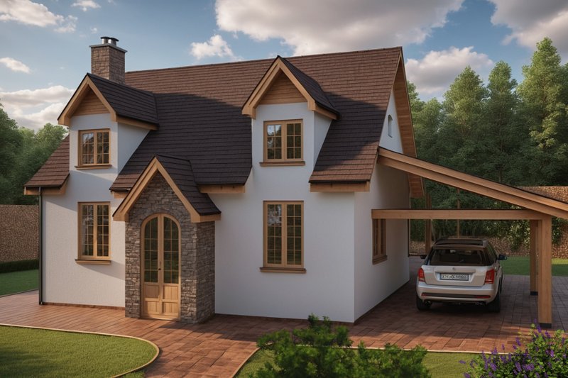 Dream House Plan - Tudor Exterior - Front Elevation Plan #542-7