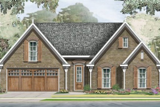 Exterior - Front Elevation for European House Plan #424-258 - 3 bed, 2 bath