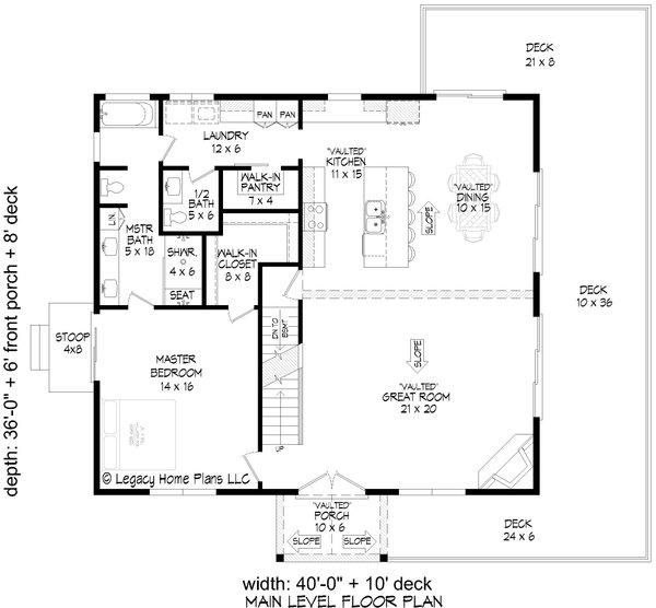 Country Floor Plan - Main Floor Plan #932-983