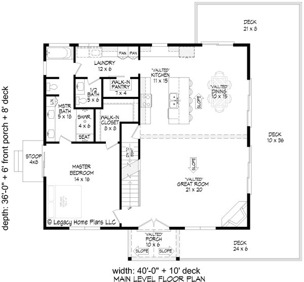Architectural House Design - Country Floor Plan - Main Floor Plan #932-983