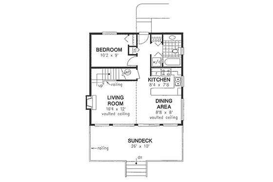 Floor Plan - Main Floor for Cabin House Plan #18-230 - 2 bed, 1 bath