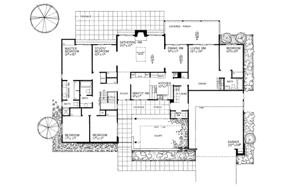 Floor Plan - Main Floor for Mediterranean House Plan #72-364 - 5 bed, 3.5 bath