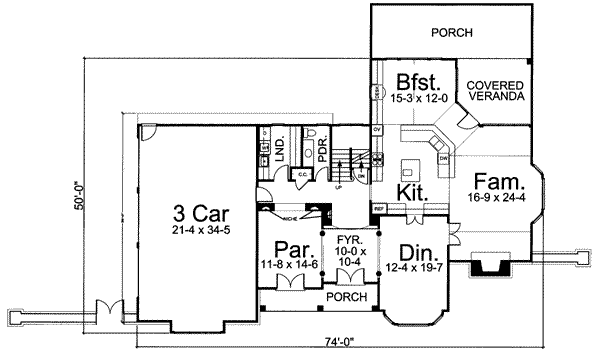 Architectural House Design - European Floor Plan - Main Floor Plan #119-136