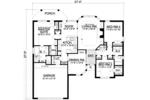 Floor Plan - Main Floor for European House Plan #40-357 - 3 bed, 2 bath