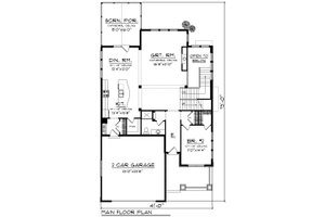 Floor Plan - Main Floor for Craftsman House Plan #70-1204 - 4 bed, 3 bath