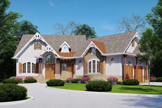 Exterior - Front Elevation 3 for Farmhouse House Plan #54-103 - 5 bed, 5.5 bath