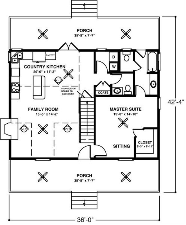 Farmhouse Floor Plan - Main Floor Plan #56-242