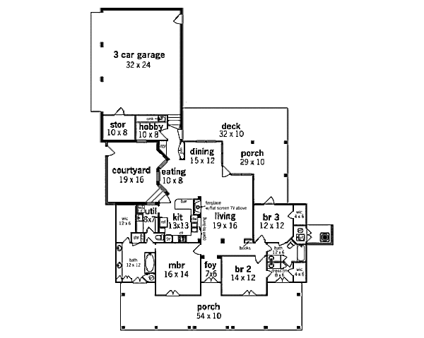 Southern Floor Plan - Main Floor Plan #45-343