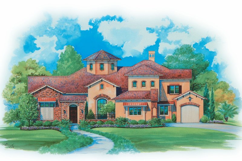 Architectural House Design - Exterior - Front Elevation 4 for Mediterranean House Plan #20-2157 - 4 bed, 5 bath