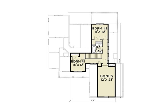 Floor Plan - Upper Floor for Farmhouse House Plan #1070-2 - 3 bed, 2.5 bath