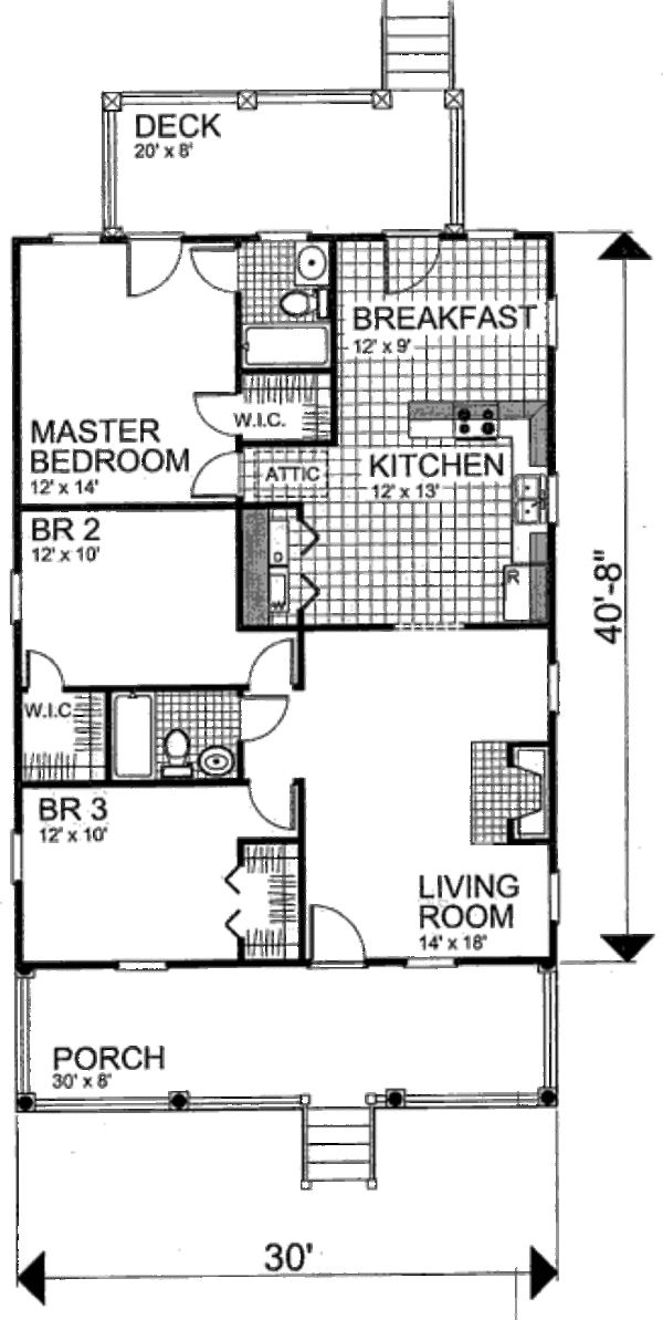 Cottage Floor Plan - Main Floor Plan #30-196