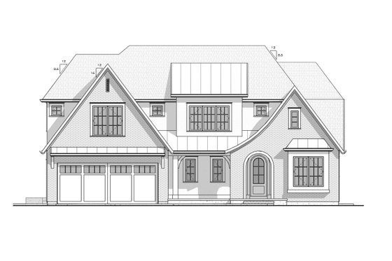Exterior - Front Elevation 3 for European House Plan #1086-21 - 5 bed, 5 bath