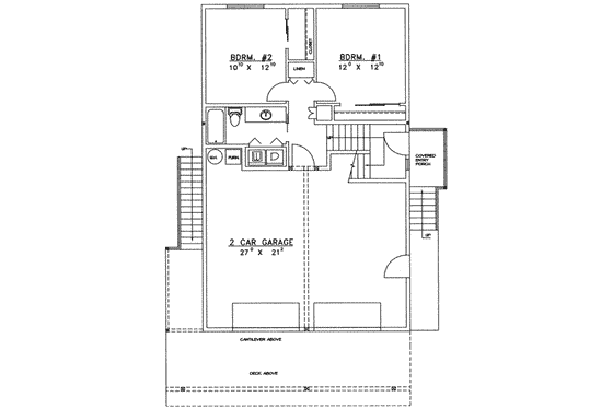 Floor Plan - Lower Floor for Modern House Plan #117-195 - 3 bed, 3 bath