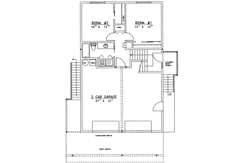 Home Plan - Floor Plan - Lower Floor for Modern House Plan #117-195 - 3 bed, 3 bath