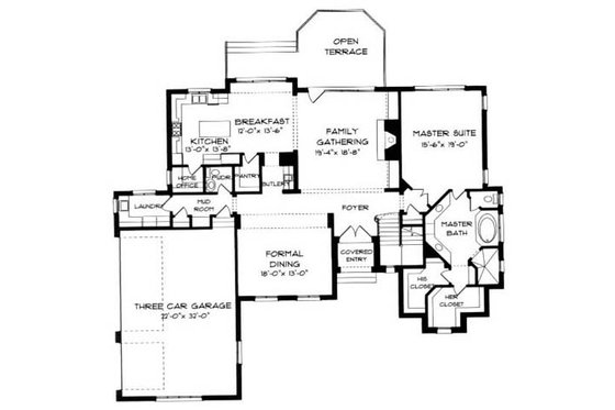 Floor Plan - Main Floor for European House Plan #413-121 - 5 bed, 3 bath