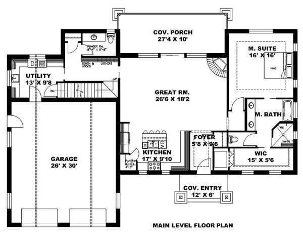 Dream House Plan - Craftsman Floor Plan - Main Floor Plan #117-1034
