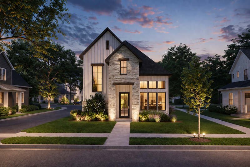 House Plan Design - Exterior - Front Elevation 2 for Contemporary House Plan #1119-10 - 4 bed, 3 bath