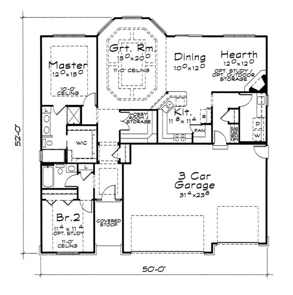 House Design - Craftsman Floor Plan - Main Floor Plan #20-2115