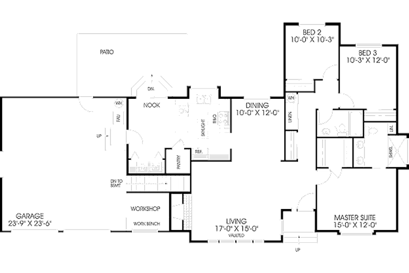 House Plan Design - Floor Plan - Main Floor for Traditional House Plan #60-201 - 3 bed, 2 bath