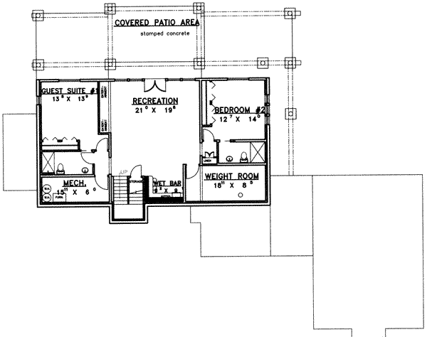 Architectural House Design - European Floor Plan - Lower Floor Plan #117-448