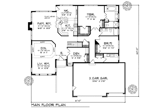 Floor Plan - Main Floor for Traditional House Plan #70-350 - 2 bed, 2 bath