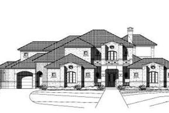 Exterior - Front Elevation for Mediterranean House Plan #411-116 - 4 bed, 5.5 bath