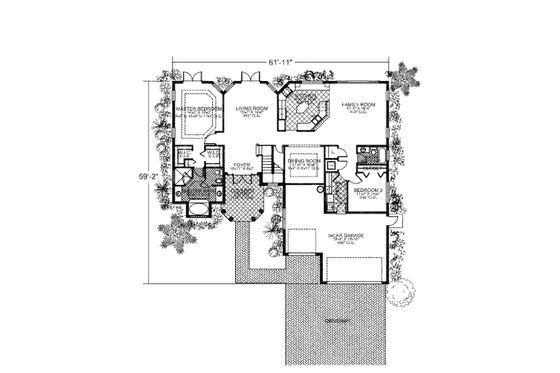 Floor Plan - Main Floor for Mediterranean House Plan #420-226 - 4 bed, 3 bath