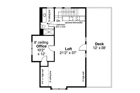 Floor Plan - Upper Floor for Farmhouse House Plan #124-893, 1 bath