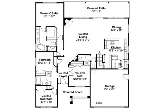 Floor Plan - Main Floor for Craftsman House Plan #124-859 - 3 bed, 2.5 bath
