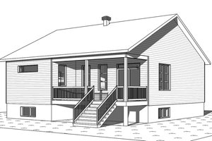 Exterior - Rear Elevation for Farmhouse House Plan #23-2716 - 2 bed, 1 bath