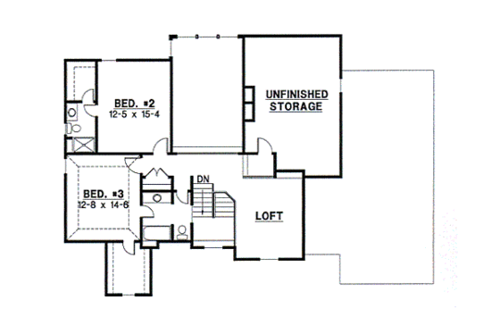 Floor Plan - Upper Floor for European House Plan #67-715 - 4 bed, 3 bath