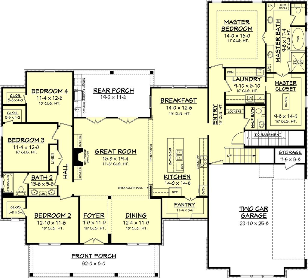 Farmhouse Style House Plan 4 Beds 2 5 Baths 2686 Sq Ft Plan 430 156