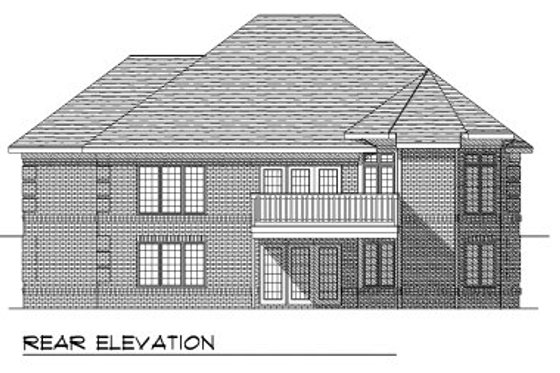 Exterior - Rear Elevation for European House Plan #70-760 - 4 bed, 4 bath