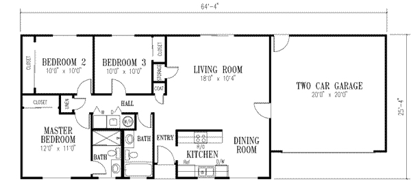 Ranch Floor Plan - Main Floor Plan #1-170