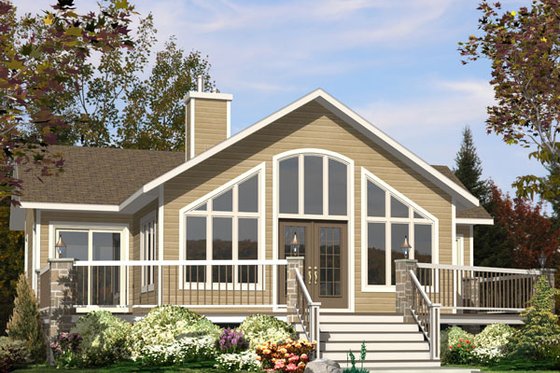 Exterior - Rear Elevation for Contemporary House Plan #138-376 - 2 bed, 1 bath
