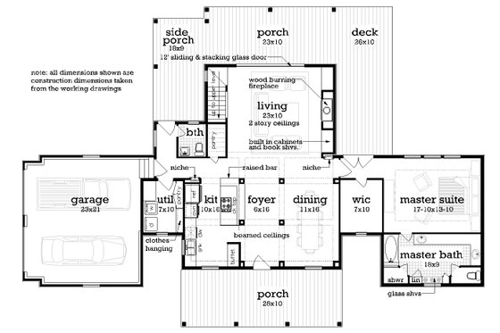 Floor Plan - Main Floor for Southern House Plan #45-600 - 3 bed, 2.5 bath