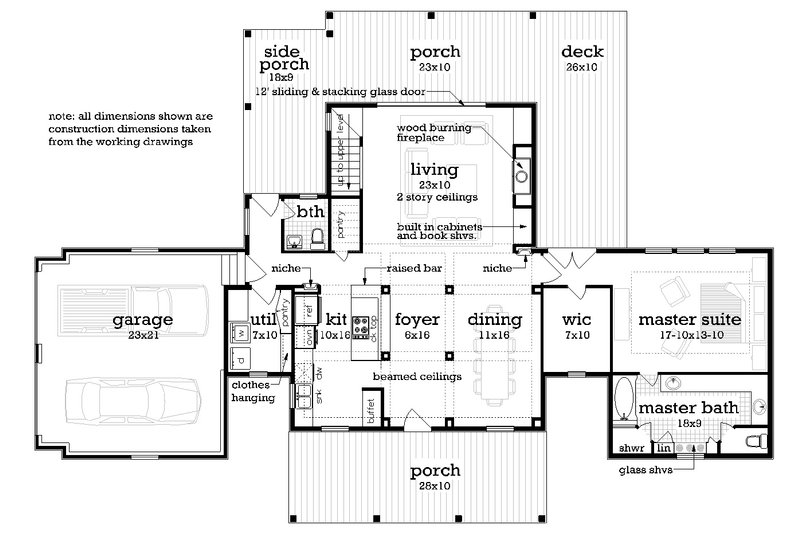 House Blueprint - Floor Plan - Main Floor for Southern House Plan #45-600 - 3 bed, 2.5 bath