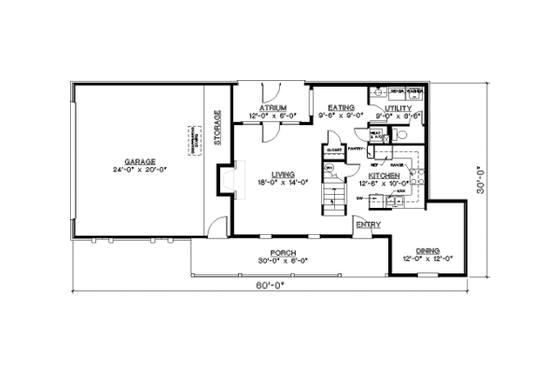 Floor Plan - Main Floor for Traditional House Plan #45-288 - 3 bed, 2 bath