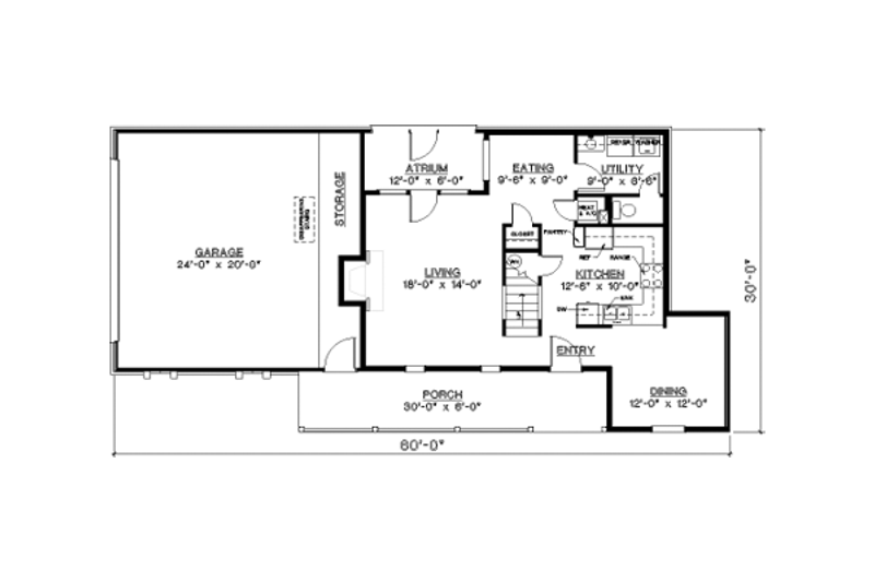 Home Plan - Floor Plan - Main Floor for Traditional House Plan #45-288 - 3 bed, 2 bath