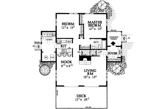 Floor Plan - Main Floor for Modern House Plan #72-477 - 4 bed, 2 bath