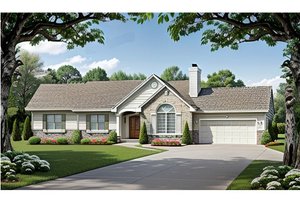 Ranch Exterior - Front Elevation Plan #58-111
