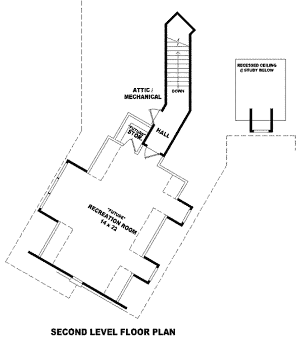 Floor Plan - Upper Floor for European House Plan #81-1338 - 3 bed, 2.5 bath