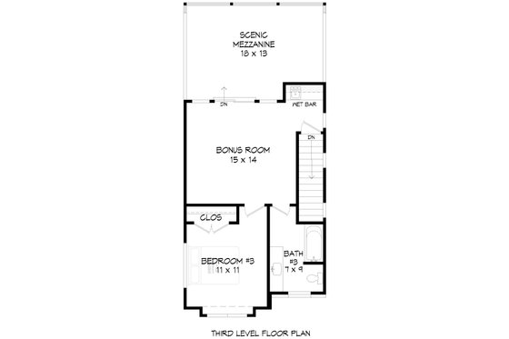 Floor Plan - Upper Floor 1 for Contemporary House Plan #932-1042 - 3 bed, 3.5 bath
