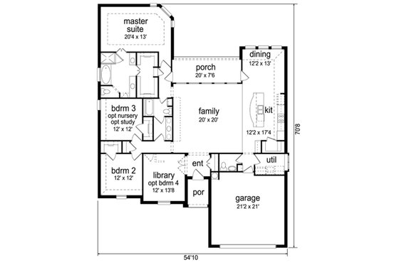 Floor Plan - Main Floor for Traditional House Plan #84-605 - 3 bed, 2.5 bath