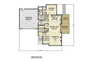 Floor Plan - Main Floor for Craftsman House Plan #1070-130 - 4 bed, 2.5 bath
