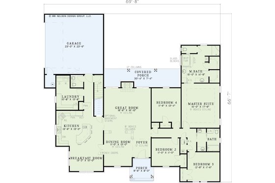 Floor Plan - Main Floor for European House Plan #17-581 - 4 bed, 2.5 bath