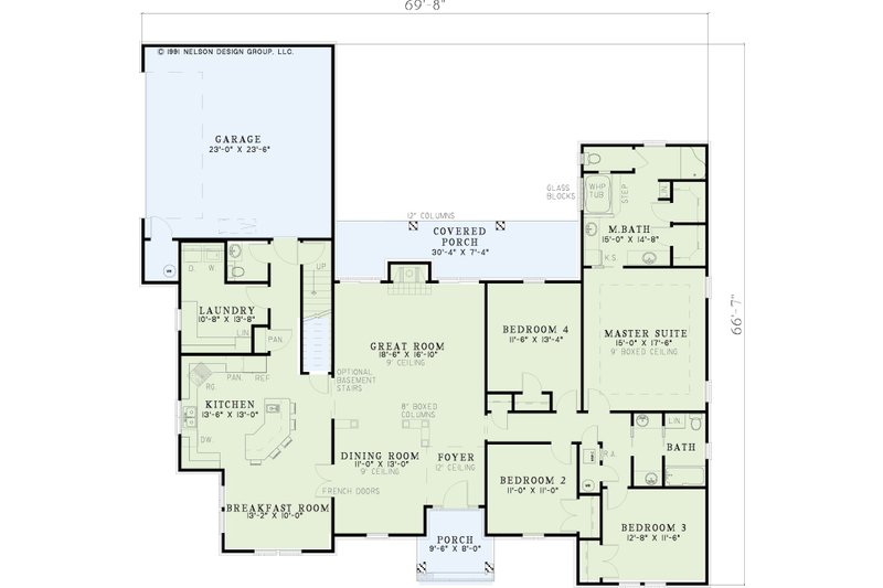 House Blueprint - Floor Plan - Main Floor for European House Plan #17-581 - 4 bed, 2.5 bath