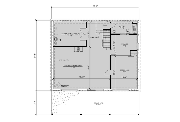 Modern Floor Plan - Lower Floor Plan #123-126