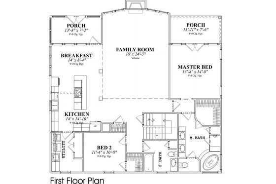 Floor Plan - Main Floor for Contemporary House Plan #63-215 - 4 bed, 3.5 bath